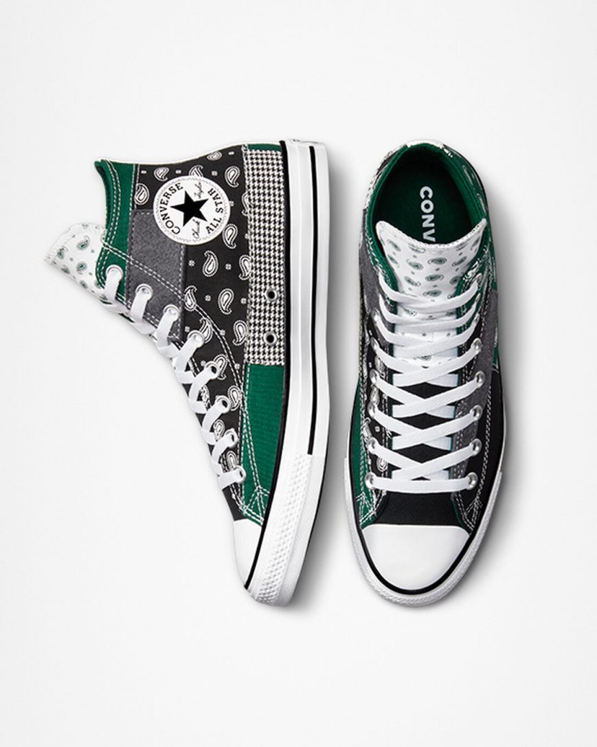 Dámské Boty Vysoké Converse Chuck Taylor All Star Hacked Patterns Zelene Černé Bílé | CZ 31SAZ83